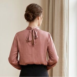 PAIGE Cerrita Satin Keyhole Blouse